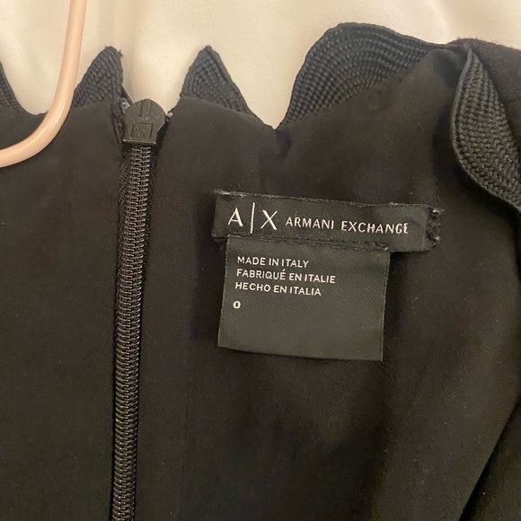 Armani Exchange Work Black Dress Scalloped Neckline Draped Back - Picture 2 of 4